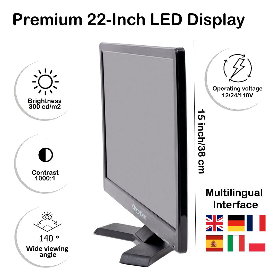 DenyDan 22″ Portable TV 12/24/110V Perfect for Car/RV & Camper— 1080p, HDMI/USB/SD/AV, Antenna