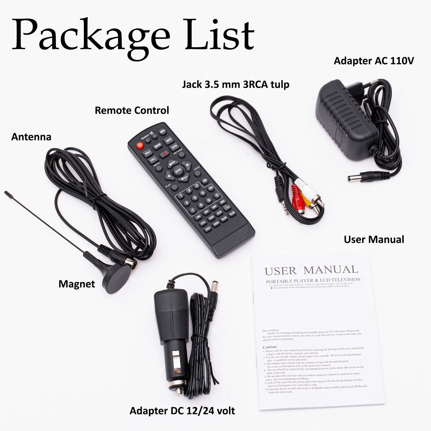 DenyDan 10″ Portable TV 12/24/110V Perfect for Car/RV & Camper— 1080p, 6-Hours Battery, HDMI/USB/SD/AV, Antenna
