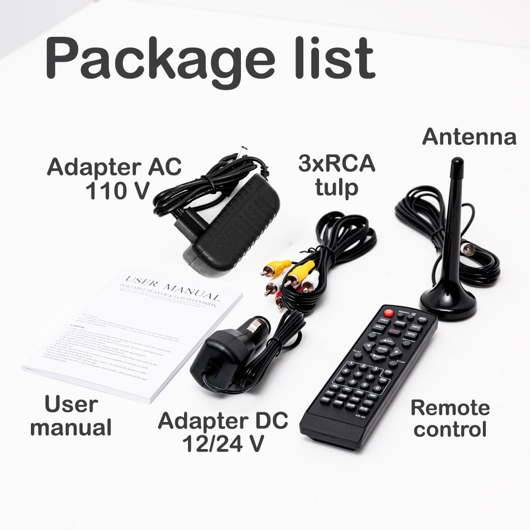 DenyDan 22″ Portable TV 12/24/110V Perfect for Car/RV & Camper— 1080p, HDMI/USB/SD/AV, Antenna