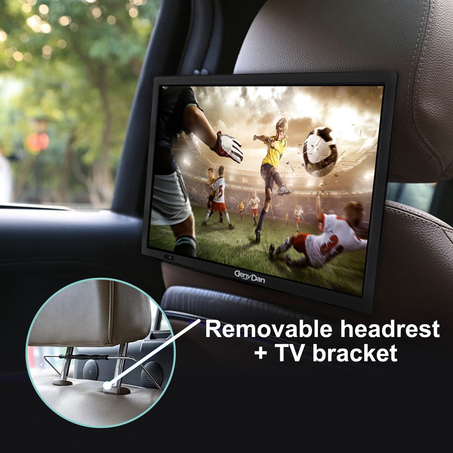 DenyDan 16″ Portable TV 12/24/110V for Car/RV & Camping — 1080p, 6-Hours Battery, HDMI/USB/SD/AV, Antenna