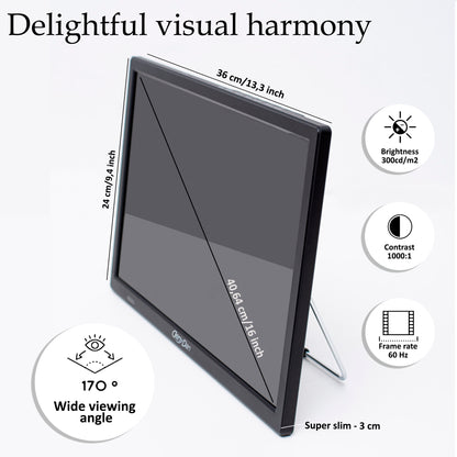 DenyDan 16″ Portable TV 12/24/110V for Car/RV & Camping — 1080p, 6-Hours Battery, HDMI/USB/SD/AV, Antenna